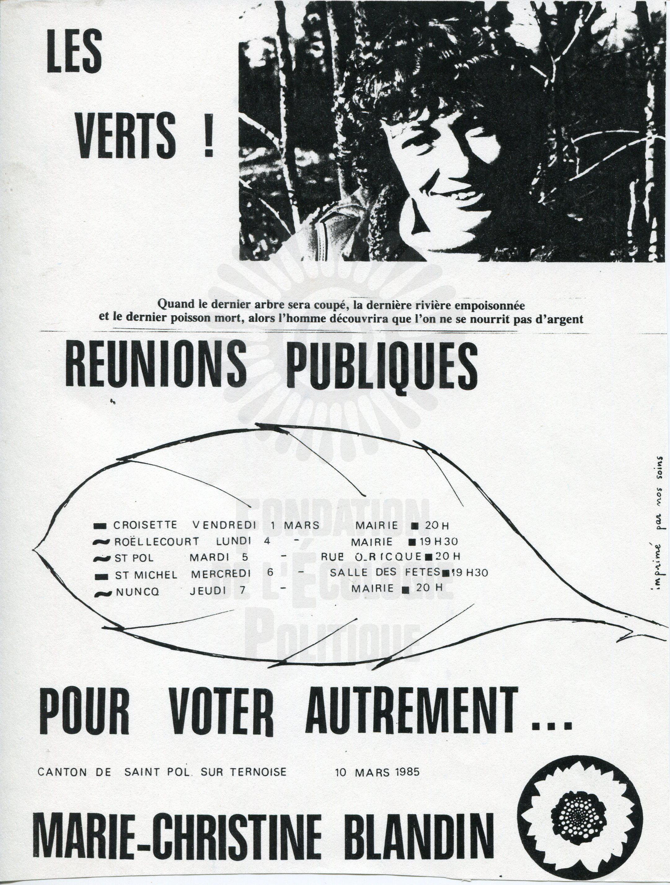 MARIECHRISTINE BLANDIN (cantonales 1985) Archives de l'Ecologie