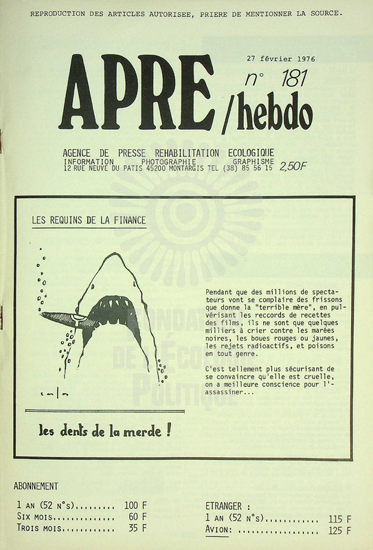 APRE HEBDO N°181 (1976)