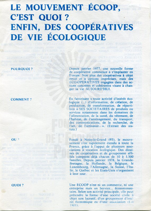 LE MOUVEMENT ECOOP (ca. 1977)