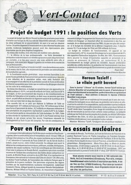 Vert-Contact n°172 (1990)