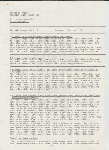 Bulletin de l'APRE n°5 (1973)
