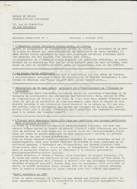 Bulletin de l'APRE n°5 (1973)