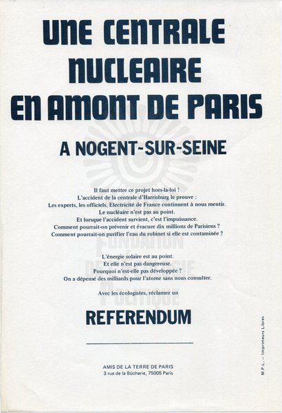 UNE CENTRALE NUCLEAIRE EN AMONT DE PARIS (ca. 1978)