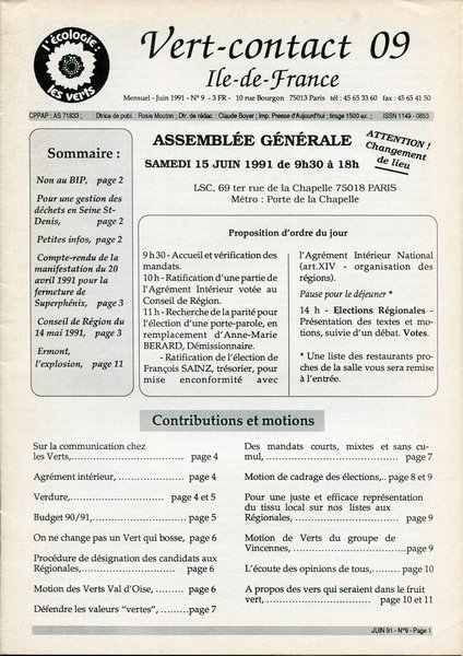 Vert-Contact Île-de-France n°9 (1990)