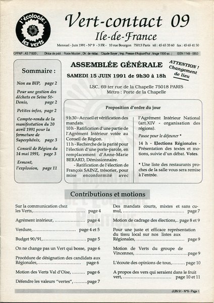 Vert-Contact Île-de-France n°9 (1990)