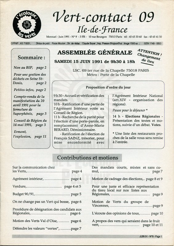 Vert-Contact Île-de-France n°9 (1990)