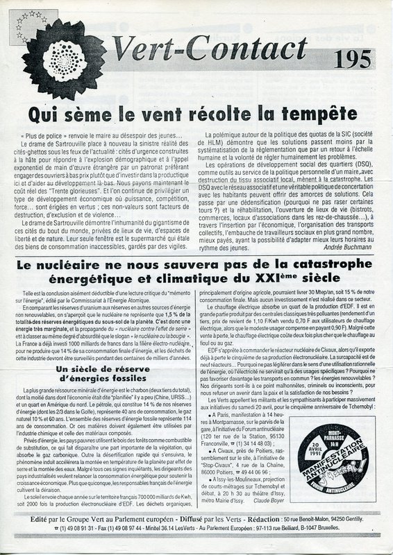 Vert-Contact n°195 (1991)
