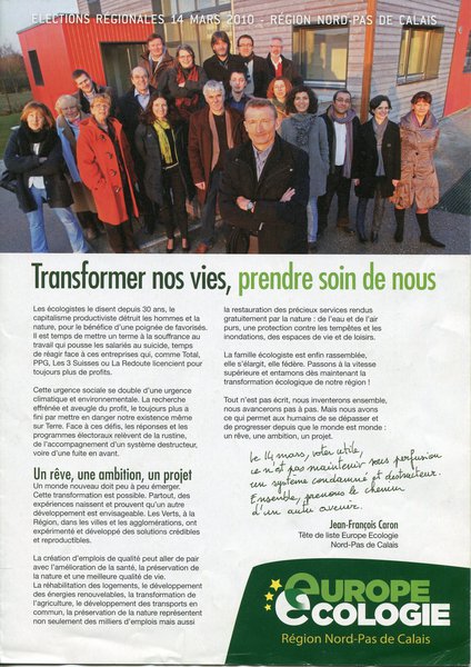 Transformer nos vies, prendre soin de nous (régionales 2010)