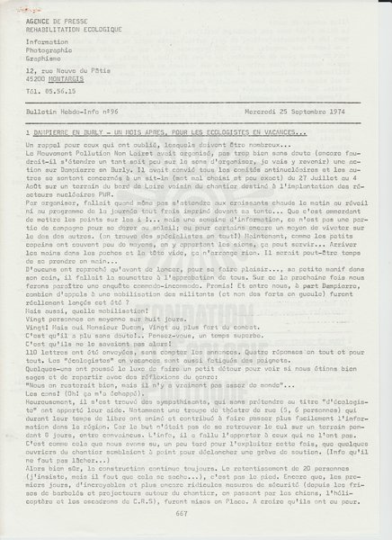 BULLETIN DE L'APRE N°96 (1973)