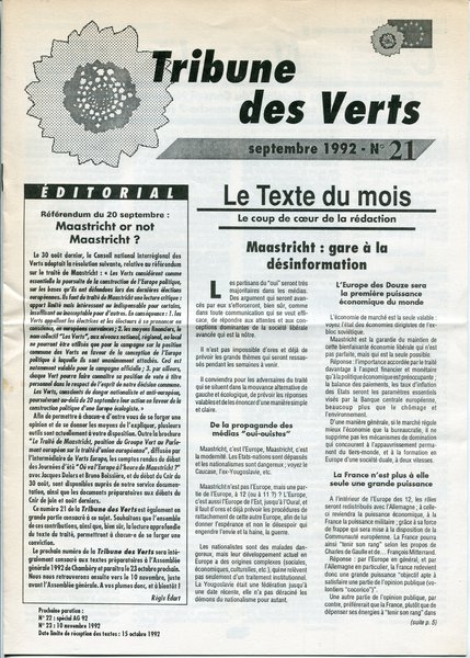 Tribune des Verts n°21 (1992)