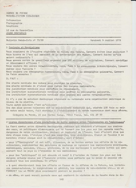 BULLETIN DE L'APRE N°79-80 (1974)