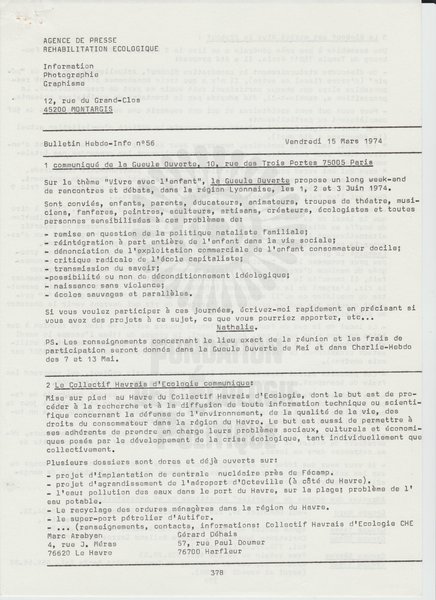 BULLETIN DE L'APRE N°56 (1974)