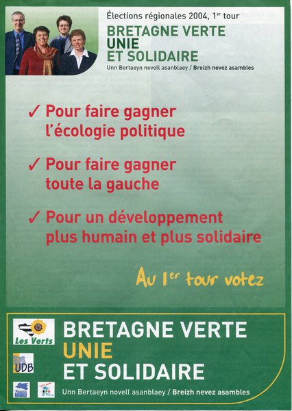 BRETAGNE VERTE UNIE ET SOLIDAIRE (régionales 2004)