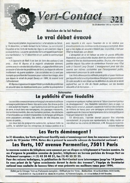Vert-Contact n°321 (1994)