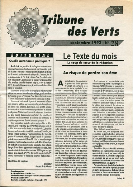 Tribune des Verts n°28 (1993)
