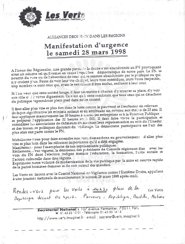 Alliances droite-FN dans les régions (1998)