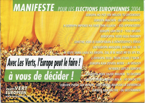 MANIFESTE POUR LES ÉLECTIONS EUROPÉENNES 2004 (européennes 2004)