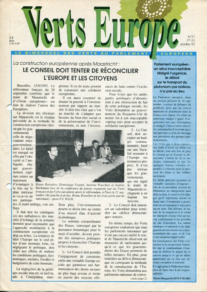 Verts Europe n°57 (1992)