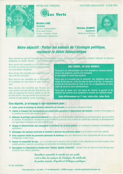 Michèle LAGE Candidate (législatives 2002)