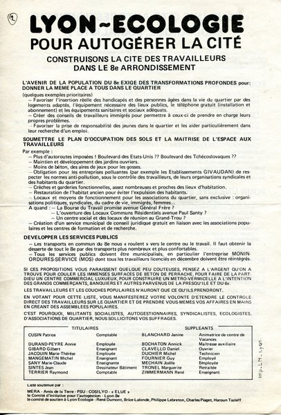 Lyon-Ecologie (municipales 1977)