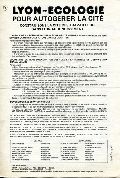 Lyon-Ecologie (municipales 1977)