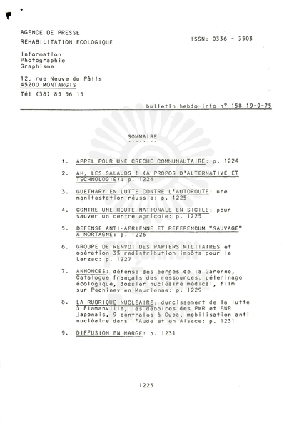 BULLETIN DE L'APRE N°158 (1975)