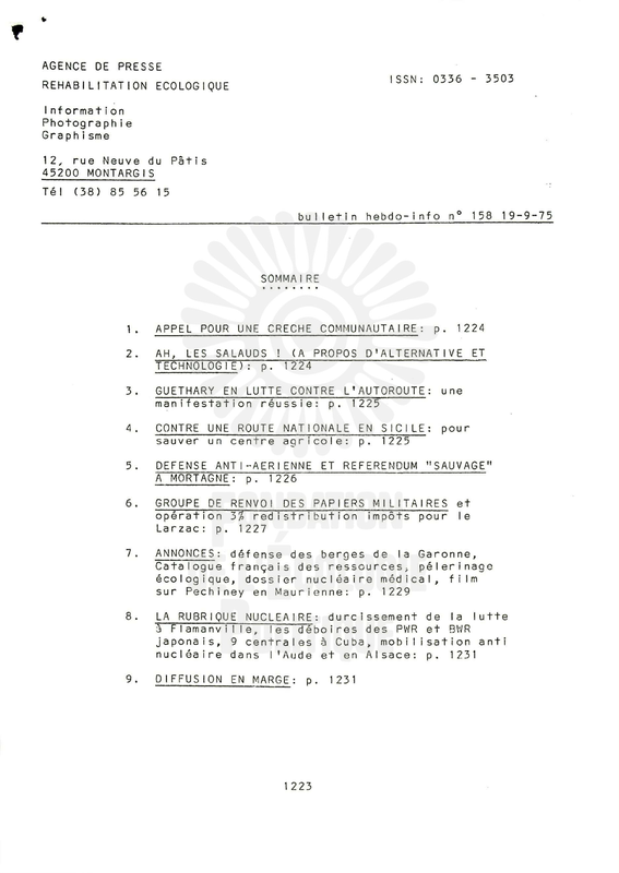 BULLETIN DE L'APRE N°158 (1975)