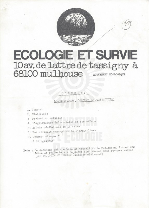 L'agriculture, constrat et perspectives (ca. 1977)