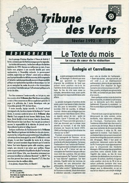 Tribune des Verts n°18 (1991)