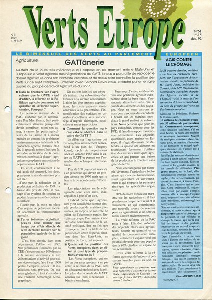 Verts Europe n°61 (1992)