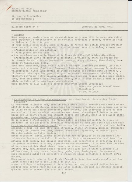 BULLETIN DE L'APRE N°17 (1973)