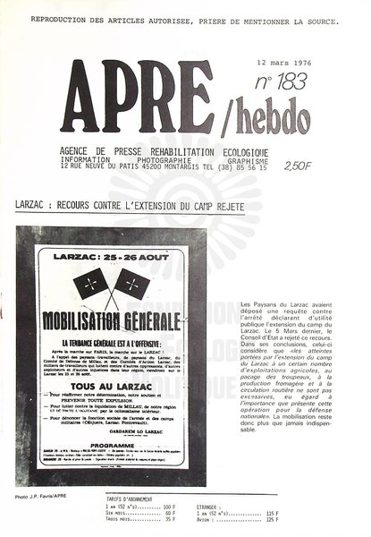 APRE HEBDO N°183 (1976)