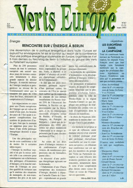 Verts Europe n°67 (1993)