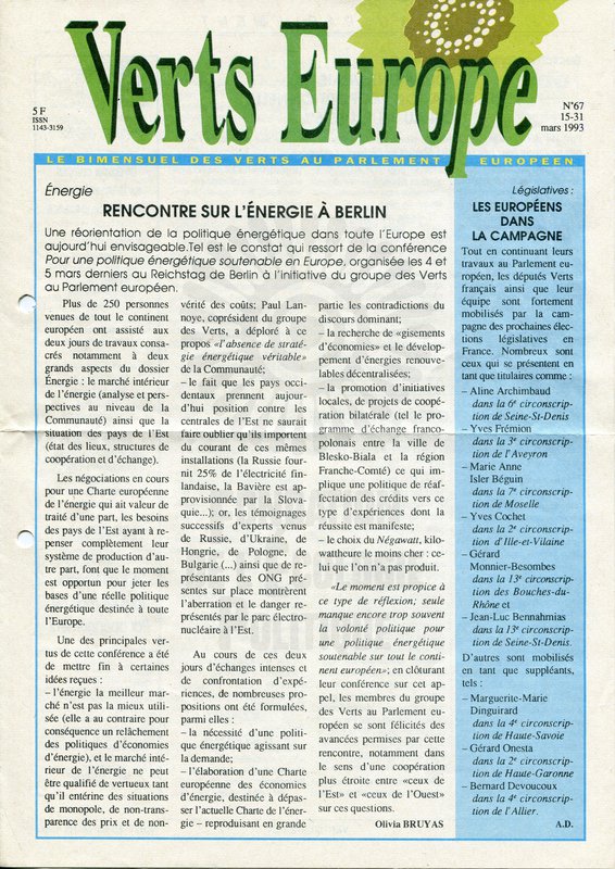 Verts Europe n°67 (1993)