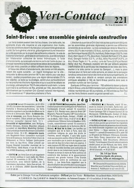 Vert-Contact n°221 (1991)