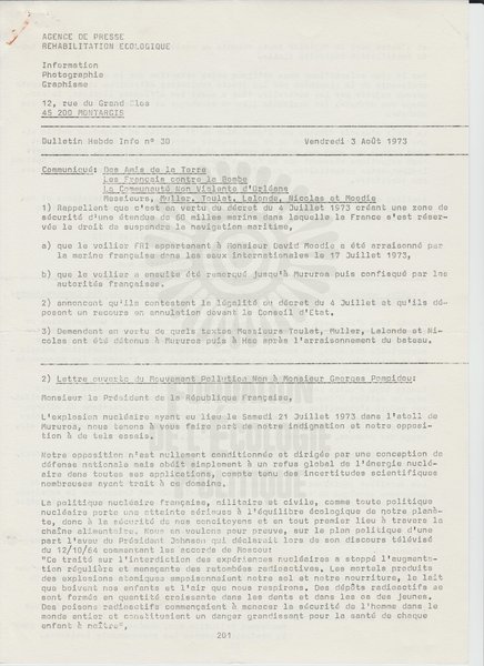 BULLETIN DE L'APRE N°30 (1973)