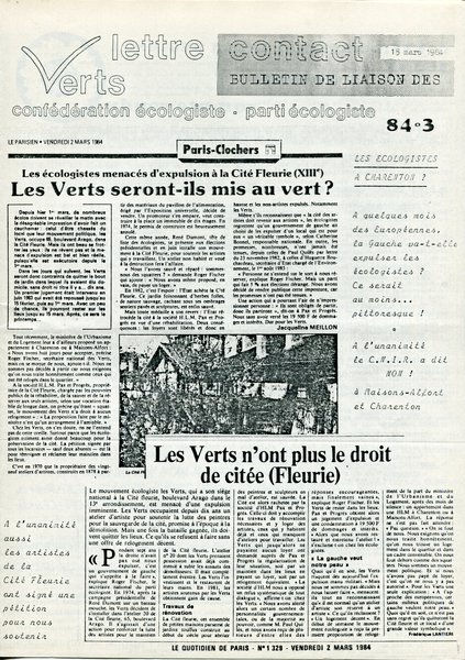 Verts lettre contact n°3 (1984)
