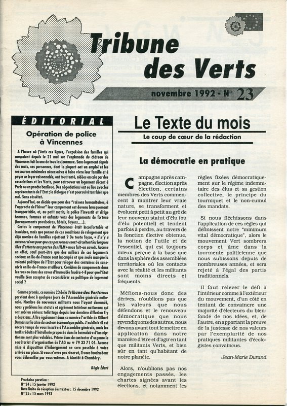 Tribune des Verts n°23 (1992)