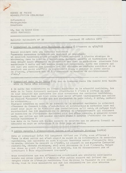 BULLETIN DE L'APRE N°39 (1973)