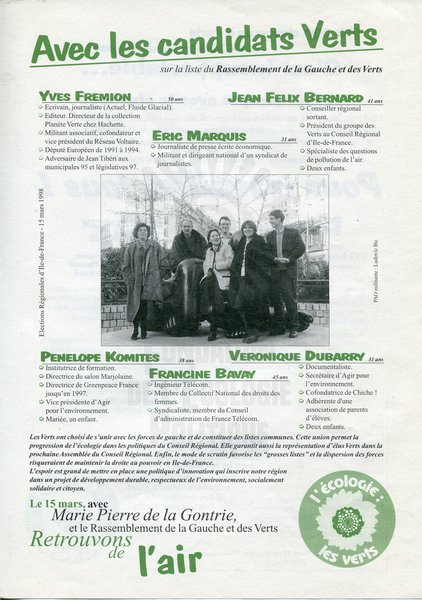 Avec les candidats Verts (régionales 1998)