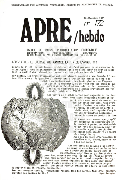 APRE HEBDO N°172 (1975)