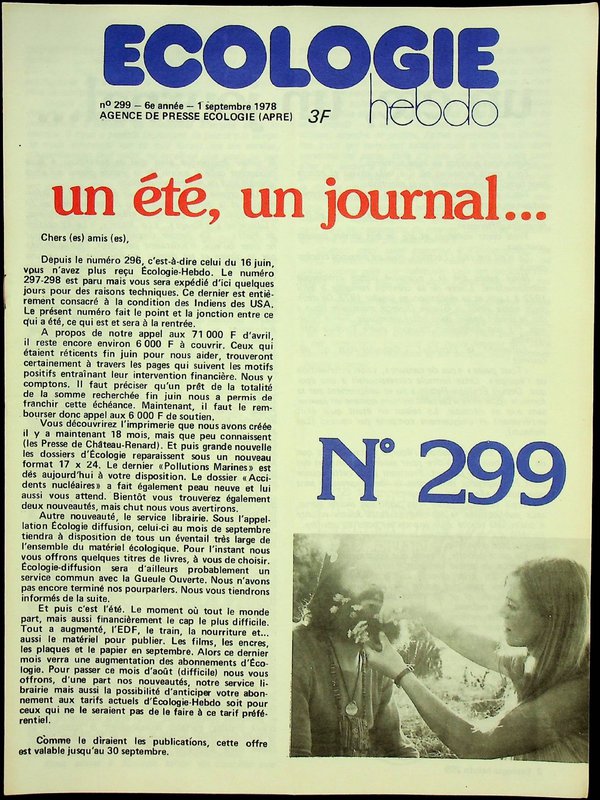 ECOLOGIE HEBDO N°299 (1978)