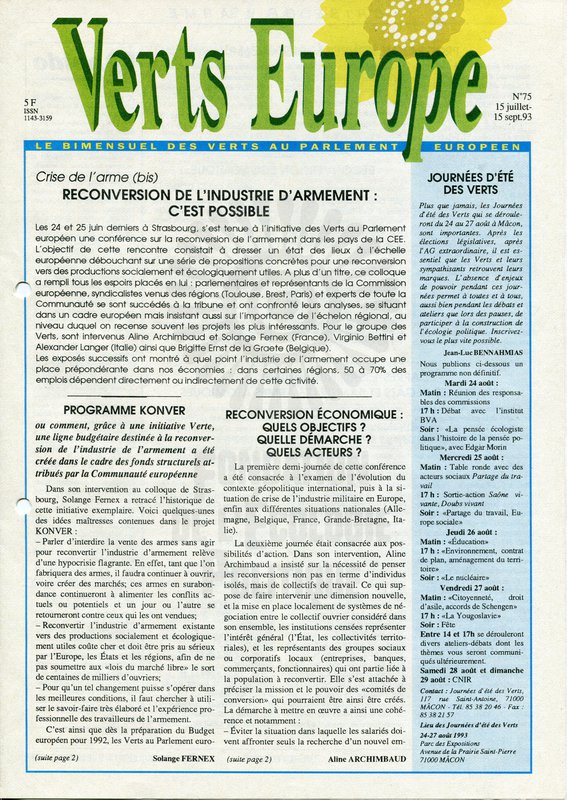 Verts Europe n°75 (1993)