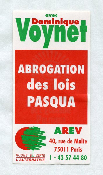 Abrogation des lois PASQUA (présidentielle 1995)