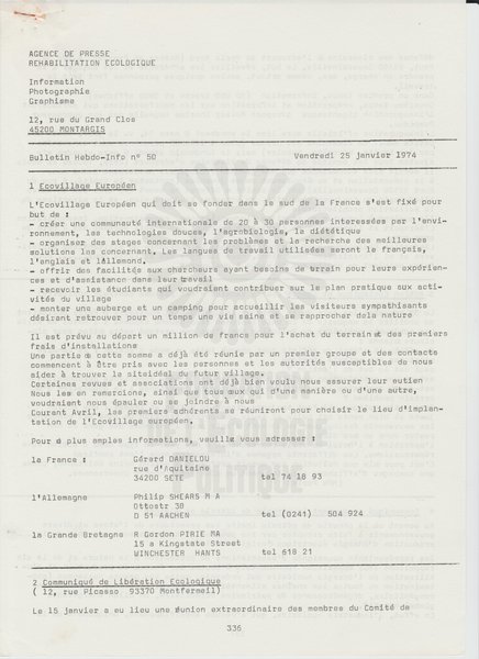 BULLETIN DE L'APRE N°50 (1974)