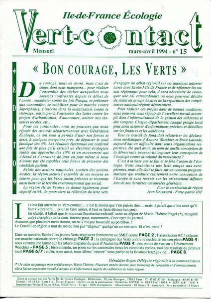 Vert-Contact Île-de-France n°15 (1994)