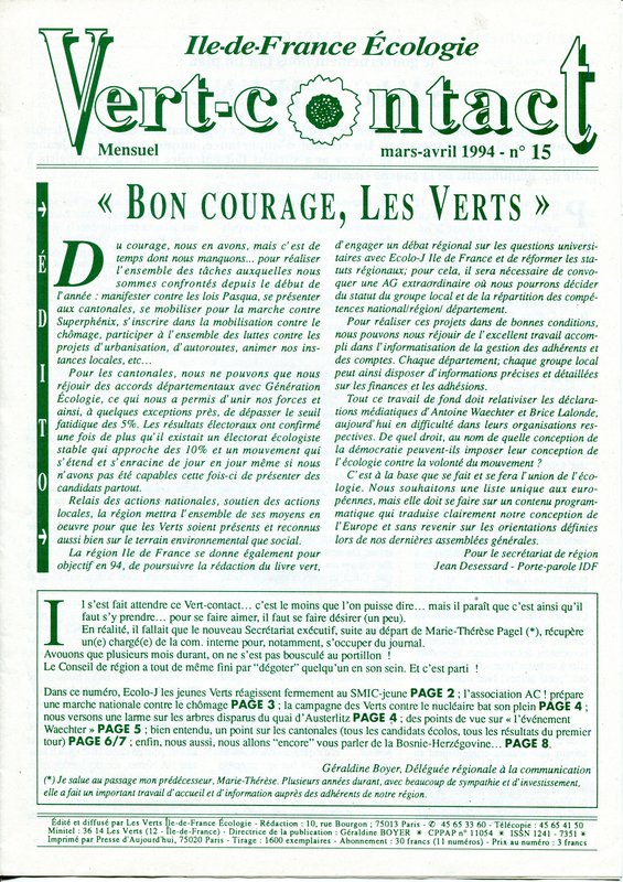 Vert-Contact Île-de-France n°15 (1994)