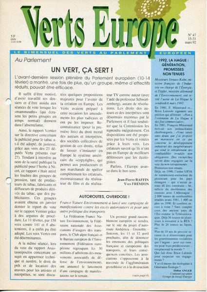 Verts Europe n°47 (1992)