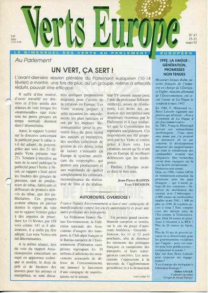 Verts Europe n°47 (1992)