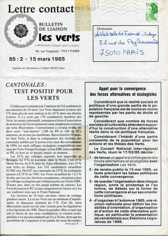 Lettre contact n°2 (1985)